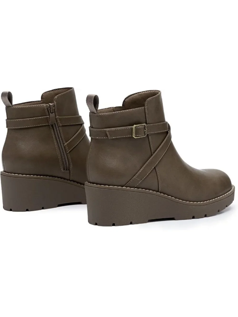 Chic Women's Wedge Ankle Boots | Platform Lug Sole, Buckle & Side Zipper Booties